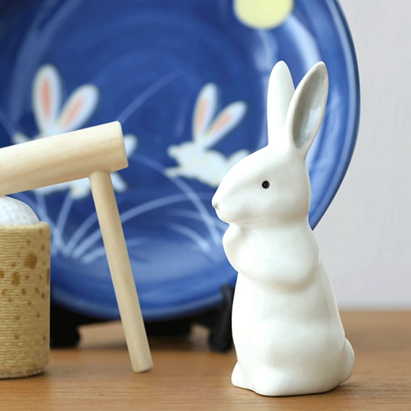 楽天市場】ちりめん飾り うさぎ お月見 団子 置物 インテリア 布細工