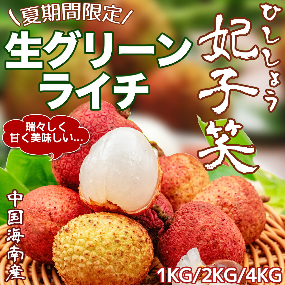 6月11日入荷分 生グリーンライチ 約4kg 箱 妃子笑 ひししょう 中国産 当店厳選 新鮮フレッシュライチ レイシ 茘枝 生ライチ 香りが強いみずみずしい フルーツ 果物 お中元 贈答用 ギフト Litchi ご家庭用 プレゼント 夏期間限定 手作業検品 送料無料 Solga Sowa Pl