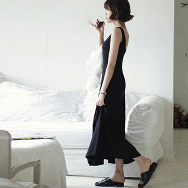 楽天市場 全5色 夏ワンピース 夏ワンピ タンクトップワンピース ロング丈 ワンピース 夏 ノースリーブ タンクワンピ タンクワンピース Uネック Aライン ロング マキシ ストレッチ シンプル 無地 Amoremio 楽天市場店