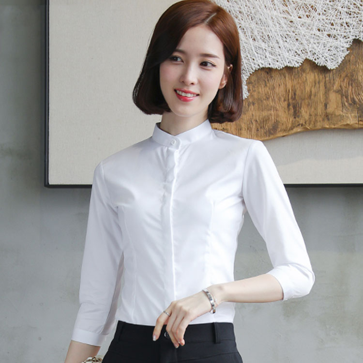 楽天市場 レギュラー襟 丸襟 立ち襟 シャツ ブラウス スーツインナー ワイシャツ 7分袖シャツ Yシャツ ビジネス フォーマル 面接 就職 通勤 仕事着 シンプル 無地 大きサイズ おしゃれ 女性 レディース 春 夏送料無料 Amoremio 楽天市場店