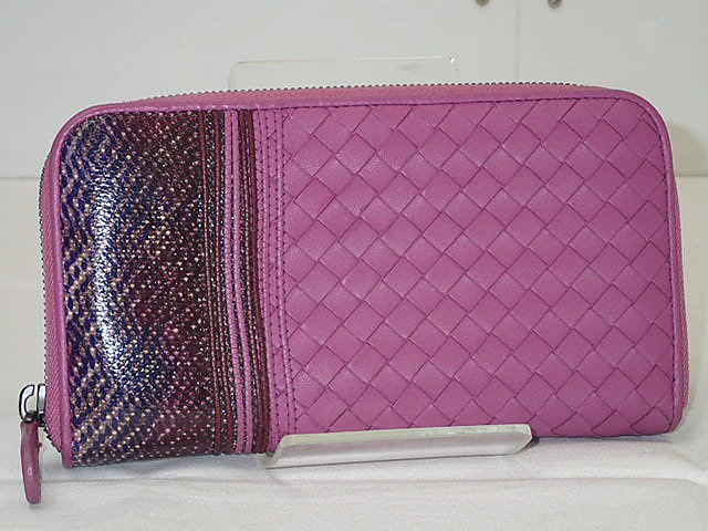 ★【送料無料】BOTTEGA VENETA ボッテガヴェネタ イントレチャート ジップアラウンドウォレット ラウンドジップ長財布 ラムスキン×アイヤーズパイソン 114076 当店では以前55,000【中古】レディース
