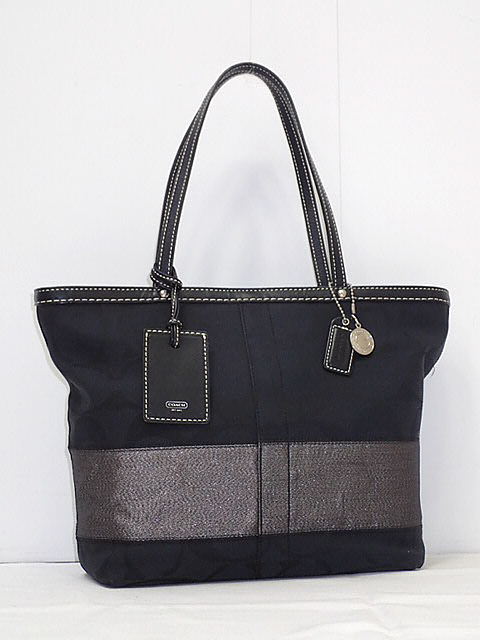 ★【送料無料】ＣＯＡＣＨ　コーチ　シグネイチャー　ストライプ　トートバッグ　10124　【中古】レディース｜セカンド