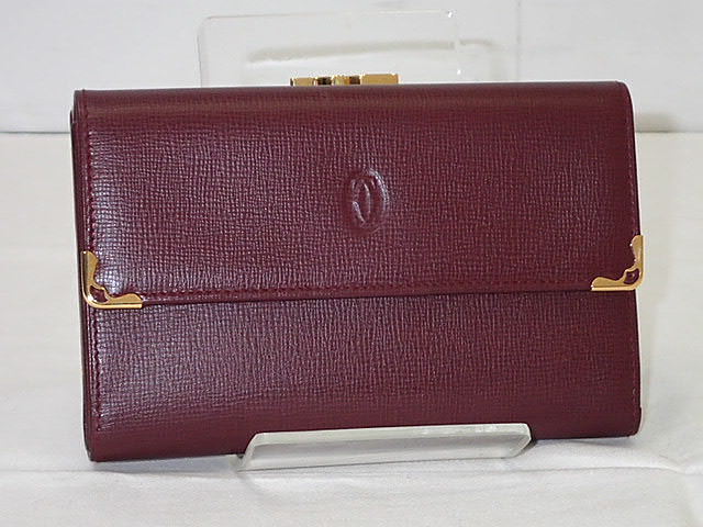 ★【貨物輸送無料】ＣＡＲＴＩＥＲ カルティエ 帆柱 蝦蟇口 ３つ折り紙入れ L3000162 【未当てはめる】【中古】レディース