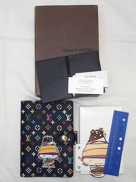 ★【送料無料】【ポイント10倍】ＬＯＵＩＳ　ＶＵＩＴＴＯＮ　ルイヴィトン　2008限定　チビキノコ村上隆　コラボ　マルチカラー　アジェンダPM　手帳カバー　R20958/ノワール　【未使用】【中古】メンズ、レディース