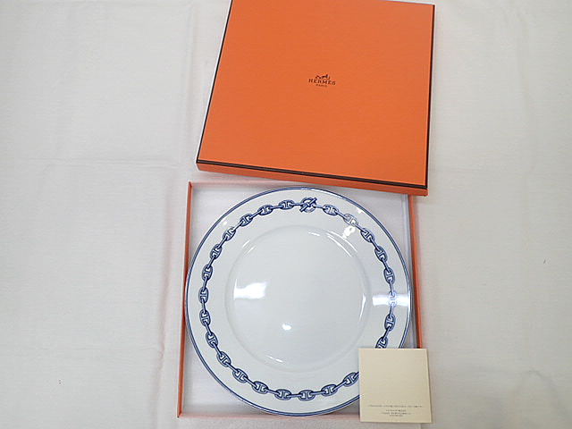 ★【貨物輸送無料】【尖んがり10倍】ＨＥＲＭＥＳ エルメス 一皿/晩さん会皿 27珊 「シェーヌダンクル」 【中古】【未当て嵌める】レディース、メンズ