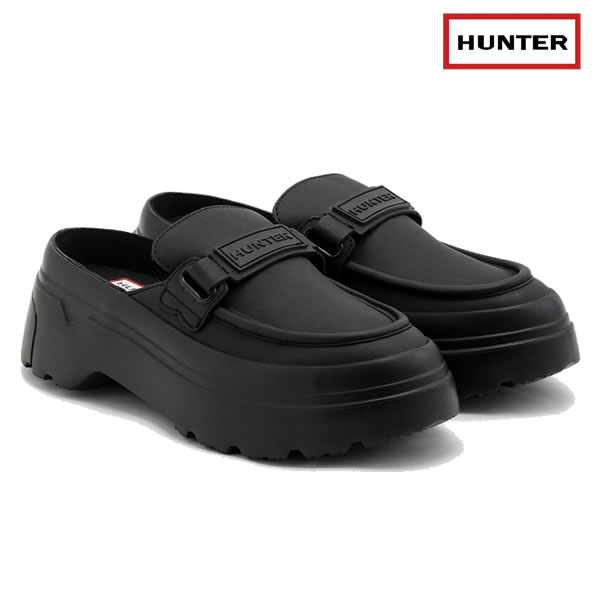 レディース HUNTER シューズ WFF3103LEA W REFINED EXPLORER FLATFORM LOAFER MULE: 決まり品/山立ち/お上さん用 レディース靴-レインシューズ・長靴-ブーツ・長靴