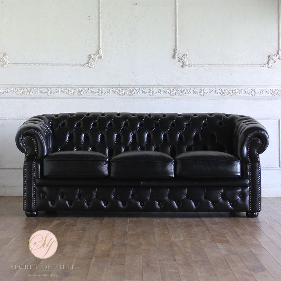 楽天市場】本革 ソファー チェスターフィールド ソファ 3人 掛け 三人