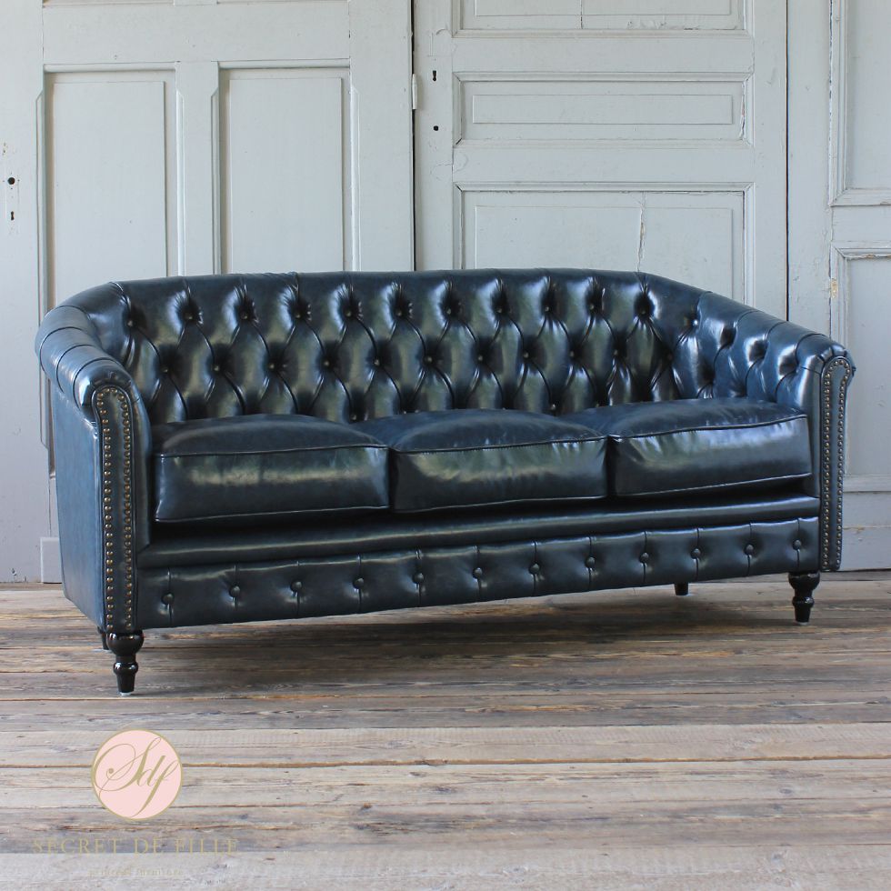 新発売の チェスターフィールド ソファ ヴィンセント チェスター ソファー アンティーク 3人掛け 三人掛け ラウンジ 合皮 青 家具 イギリス クラシック レトロ モダン クラブソファ ビンテージ チェスターフィールドソファ リプロ E 165 67 75 スクレドゥフィーユ