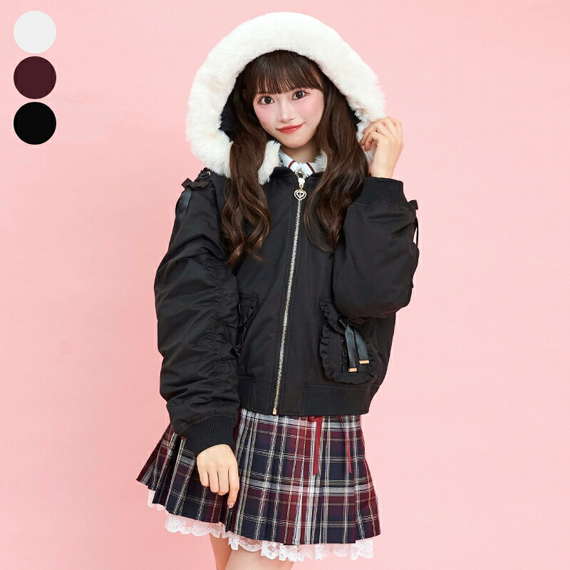 ★ショート丈レースアップブルゾンsecrethoney シークレットハニー シーハニ 量産型 レディース ガーリー 羽織 ホワイト 白 ワイン 黒 ブラック|Secret Honey