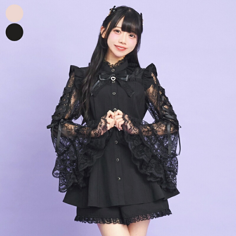 楽天市場】ビスチェ風切替姫袖セットアップ9/19 12:00 ピンク・クロ再