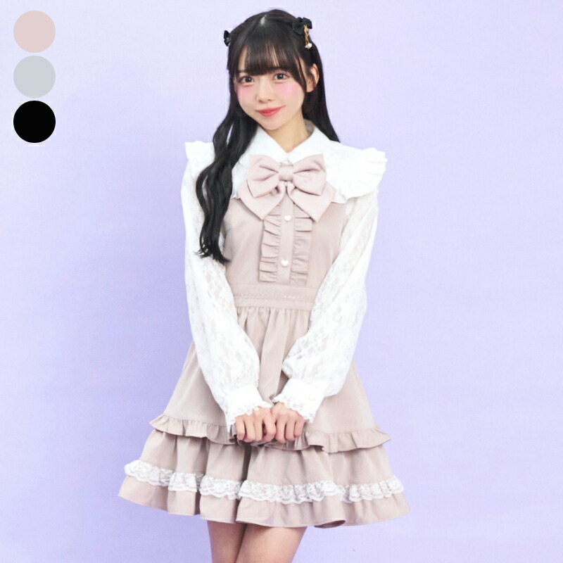 楽天市場】☆レース付け襟ティアードワンピース3/11 12:00 販売
