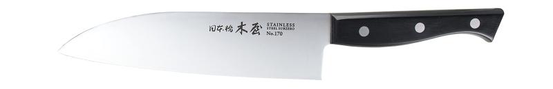 木屋 洋まかない方 No.170 三徳まかない方 (鎌型) 175粍 ステンレス鋼