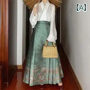スカート レディース 馬面裙 ロングスカート Aライン フレア プリント 箔押し チャイナ風 漢服 和風 昭和レトロ モダン カジュアル デイリー 通勤 通学 秋冬 エレガント きれいめ 大人かわいい｜セキュアデポ