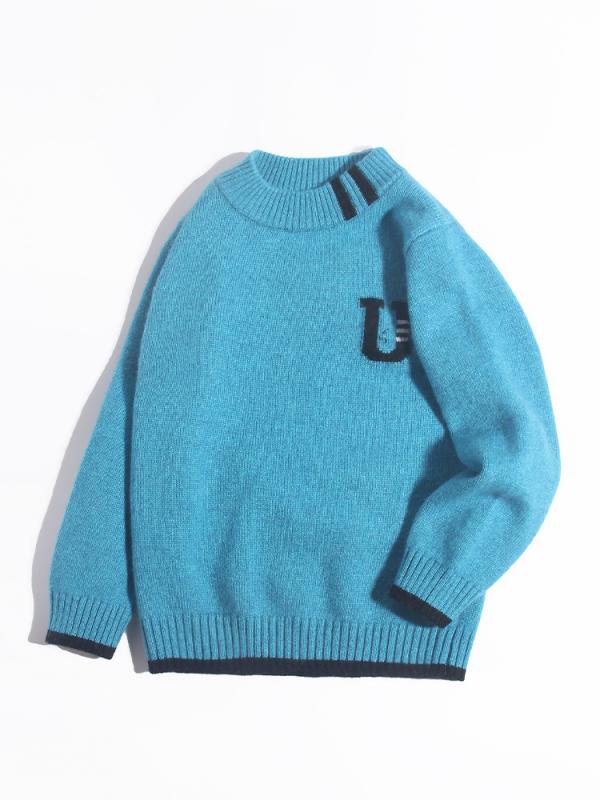 キッズ 赤ちゃん カシミール スウェーター 編み物 丸首 朦々たる パステル色の 肌ざわり 飛び切り 長袖 ティーシャツ 肌付き 心地好い ユニ一発やる 男女兼用 青味 無地