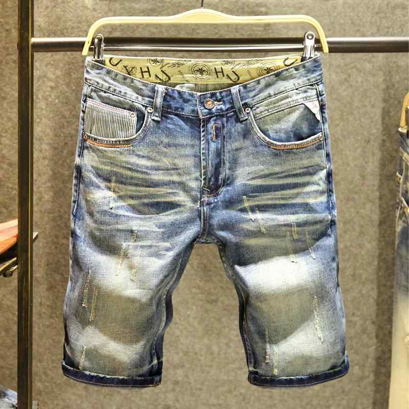 メンズ デニム おしゃれ ハーフパンツ カジュアル アメリカン レトロ ダメージ デニムショートパンツ ヘビーデューティ ウォッシュ パンツ 夏 ミドルパンツ