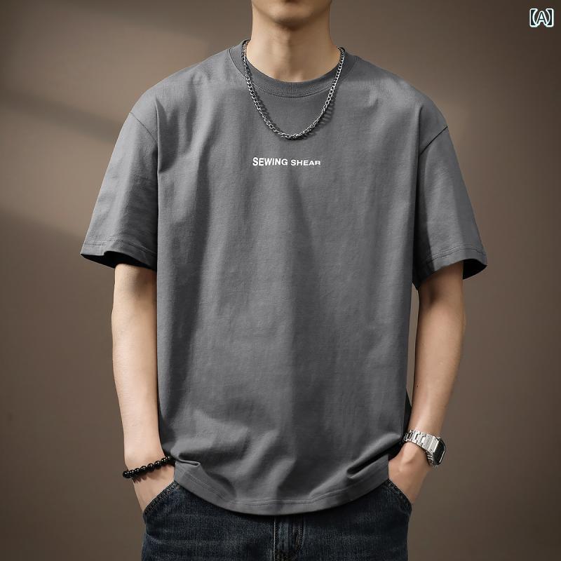 Tシャツ 半袖 夏 メンズ 紳士服 メンズ トップス おしゃれ レトロ ストリート カジュアル ラウンドネック シンプル