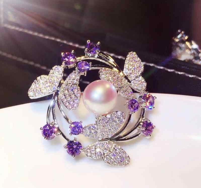 アクセサリー レディース DIY ※パールなし 空ホルダー 半完成品 空 サポート カラフル 3 蝶 装飾 ブローチ 淡水 パール 蝶 愛 花 コサージュ