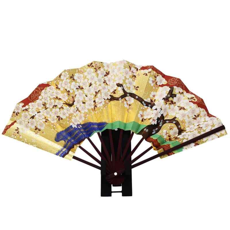 飾りつけ扇面 金箔地マロン骨 桜 22ｃｍ 骨数9本 飾りつけ台 かざり付ける箱付き添い人