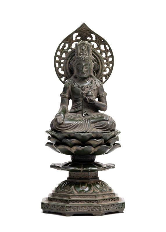 仏像 虚空蔵菩薩 15cm （古美青銅） 仏師：牧田秀雲 原型＿（丑・寅年生まれ）十二支守り本尊 干支 高岡銅器(KSこくうぞうぼさつ)