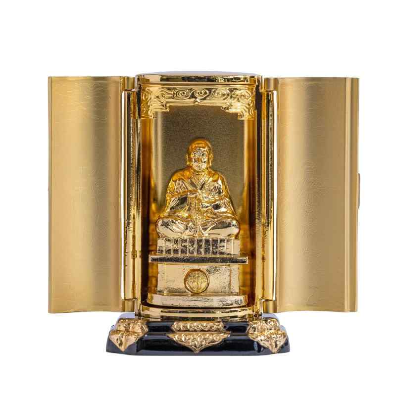 仏像 法然上人 厨子入り(金メッキ/24金)＿『浄土宗・浄土真宗』 源空 円光大師 高岡銅器 (ほうねんしょうにんZ)