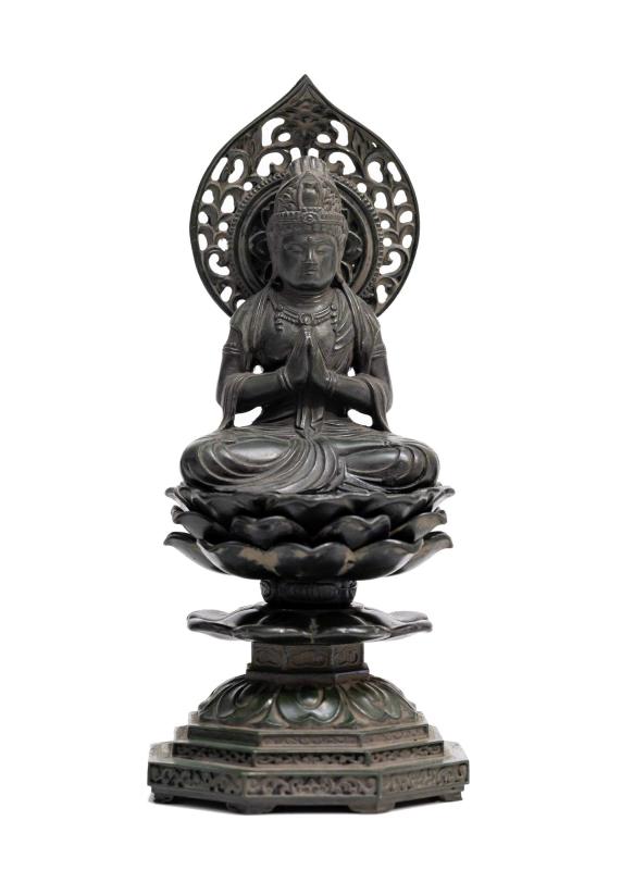 仏像 勢至菩薩 15cm （古美青銅） 仏師：牧田秀雲 原型＿（午年生まれ）十二支守り本尊 干支 高岡銅器KS(せいしぼさつ)