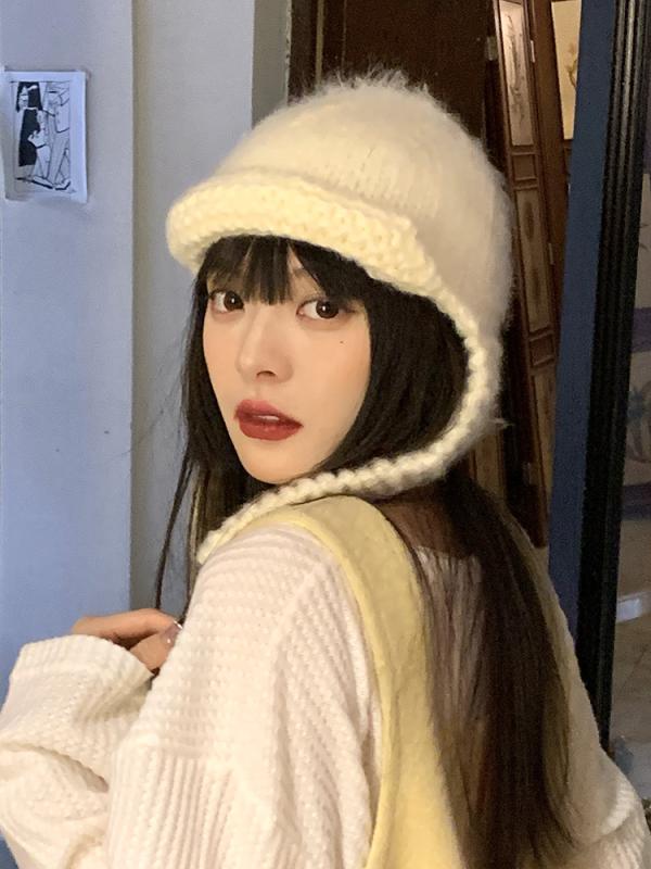 レディース 秋 冬 ニット ウール 帽 帽子 かぎ針 編み レトロ フライト ハット 暖かい 耳保護 ロシア