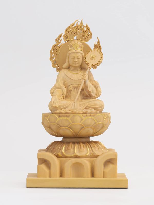 極小仏 摩利支天 座像 10.5cm（木製：ツゲ 金泥仕上）＿仏像 フィギュア 木彫り 置物（GSBまりしてんZA｜セキュアデポ
