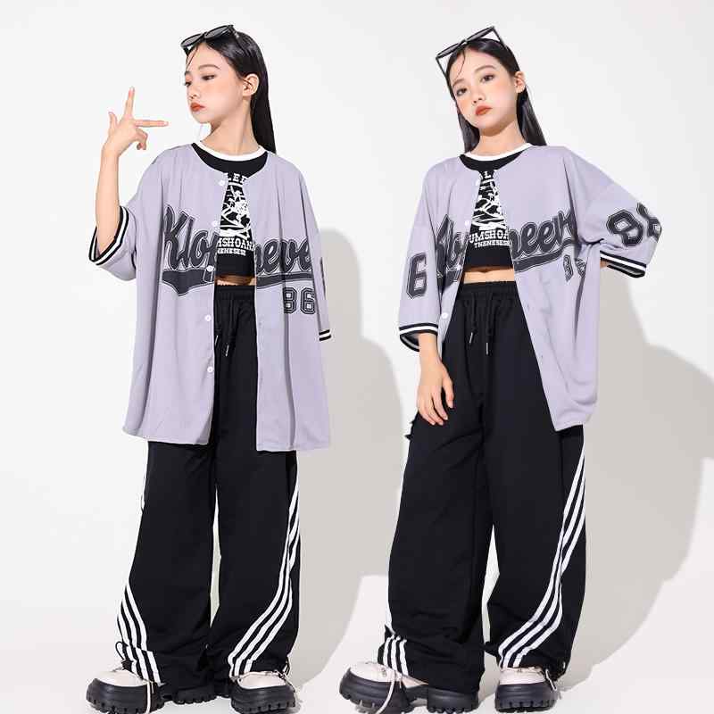 子供服 女の子 シャツ Tシャツ へそ出し パンツ コスチューム バンド ダンス ヒップホップ ストリート系 パフォーマンス 衣装 クール かっこいい キッズ