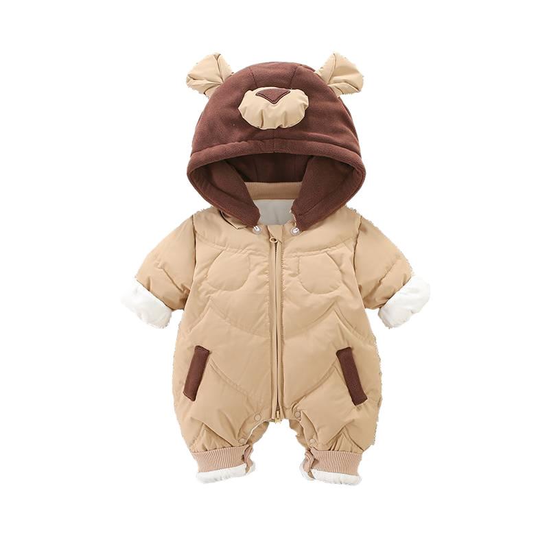 ロンパース ベビー 赤ちゃん ホワイトダックダウン 保温 防寒 厚手 冬用 お出かけ着 ふわふわ あたたかい カバーオール ジャンプスーツ