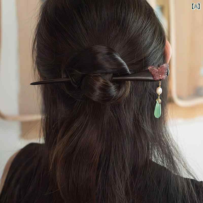 かんざし レディース ヘアアクセサリー 簪 エスニック 髪飾り 黒檀 ヘアピン 中国風 アップヘア