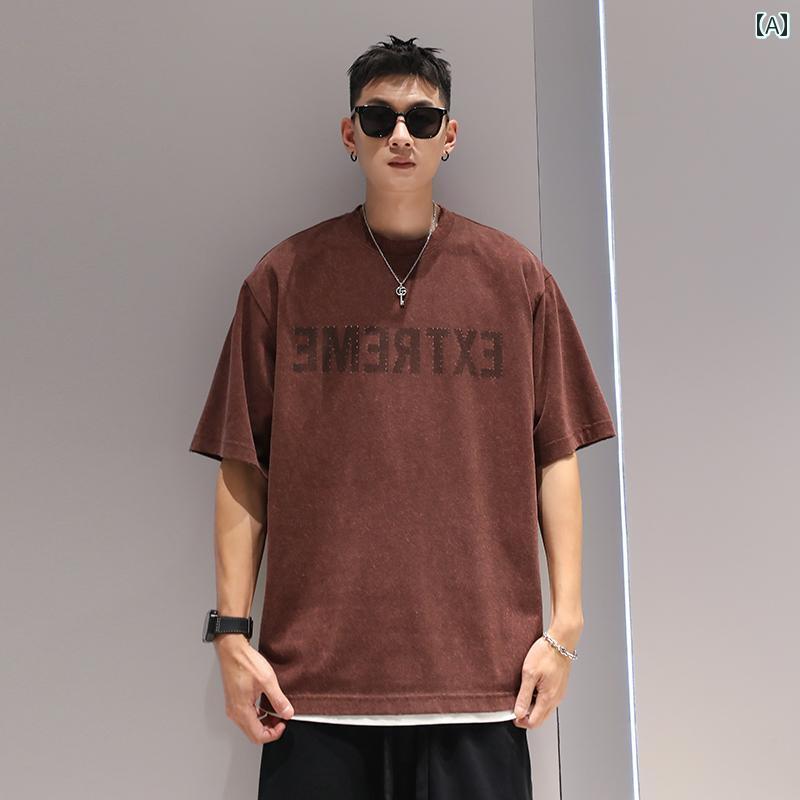 半袖 Tシャツ メンズ 夏 トップス 韓国 カジュアル オーバーサイズ ゆったり ストリート おしゃれ かっこいい 着やい 動きやい 快適 イベント フェス レジャー アウトドア ダンス 衣装 パフォーマンス