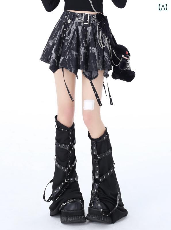 ゴスロリ 地雷 レディース ファッション ガーリー ロリータ タイダイ レトロ サブカルチャー 春夏 デニム スカート ボトムス かわいい ミニ丈