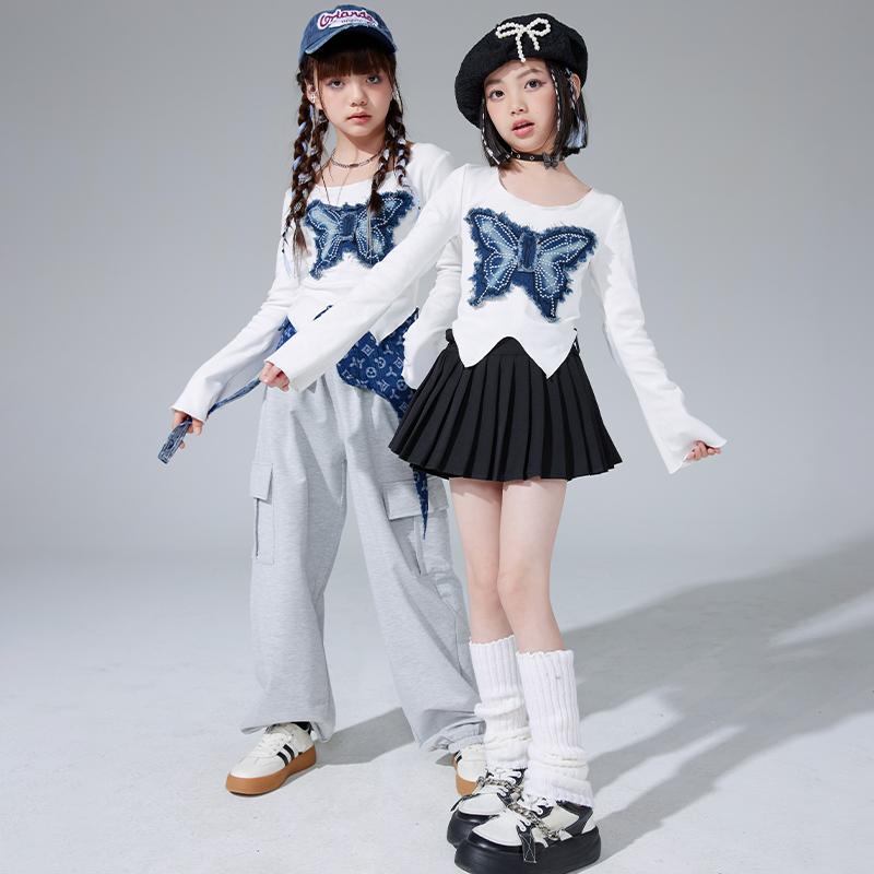 子供服 女の子 男の子 Tシャツ へそ出し パンツ ミニスカート コスチューム バンド ダンス ヒップホップ ストリート系 パフォーマンス 衣装 セットアップ クール かっこいい キッズ