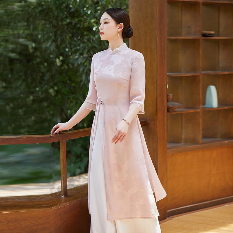 チャイナ風 チャイナドレス レディース 婦人服 普段使い 夏 瞑想 漢服 レトロ ピンク パンツ セット｜セキュアデポ