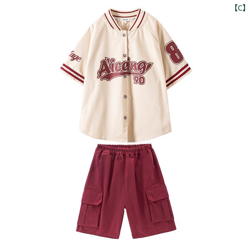 子供服 メンズ レディース ストリート ダンス 服 ヒップホップ 野球 ユニフォーム パフォーマンス シャツ 夏 カジュアル 小学生 中学生 パンツ