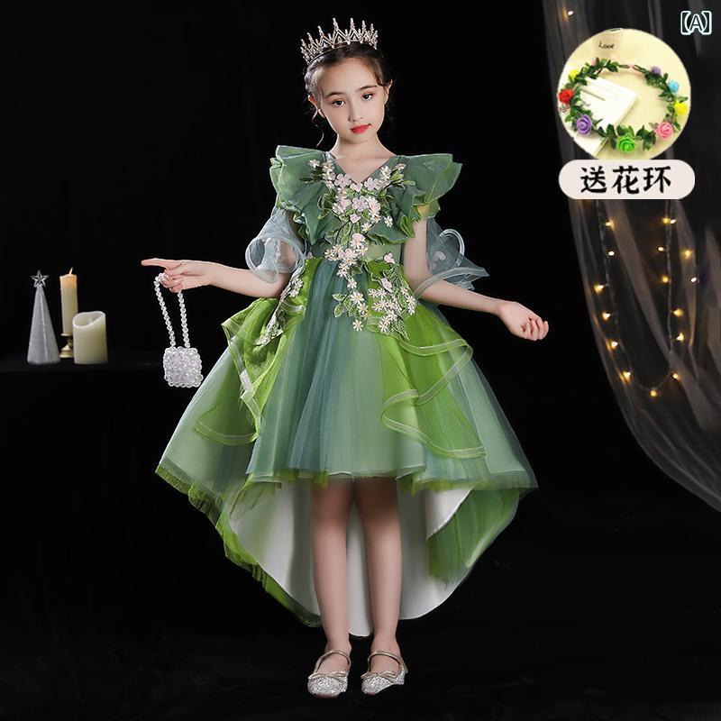 キッズ パーティードレス ジュニア ファッション 女の子 子供服 ガール 豪華感 かわいい プリンセス フラワーガール イベント 結婚式 誕生会 衣装 発表会