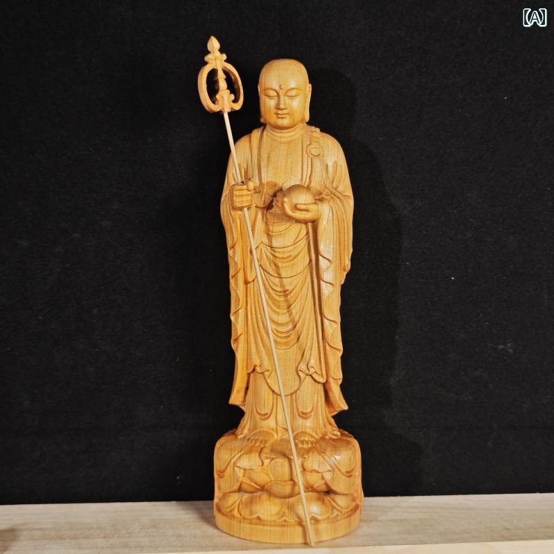 地蔵 飾りつけ 木 仏具 神具 室内装飾 見せびらかす レトロ 小物 芸術 縁起物 刻みつける 菩薩 仏像 釈迦牟尼 瀬戸もの風