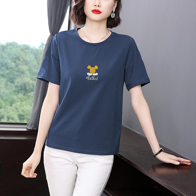 トップス レディース カジュアル 普段使い マザーズ 夏 若々しい 半袖 コットン Tシャツ 夏服 スリム お腹 カバー