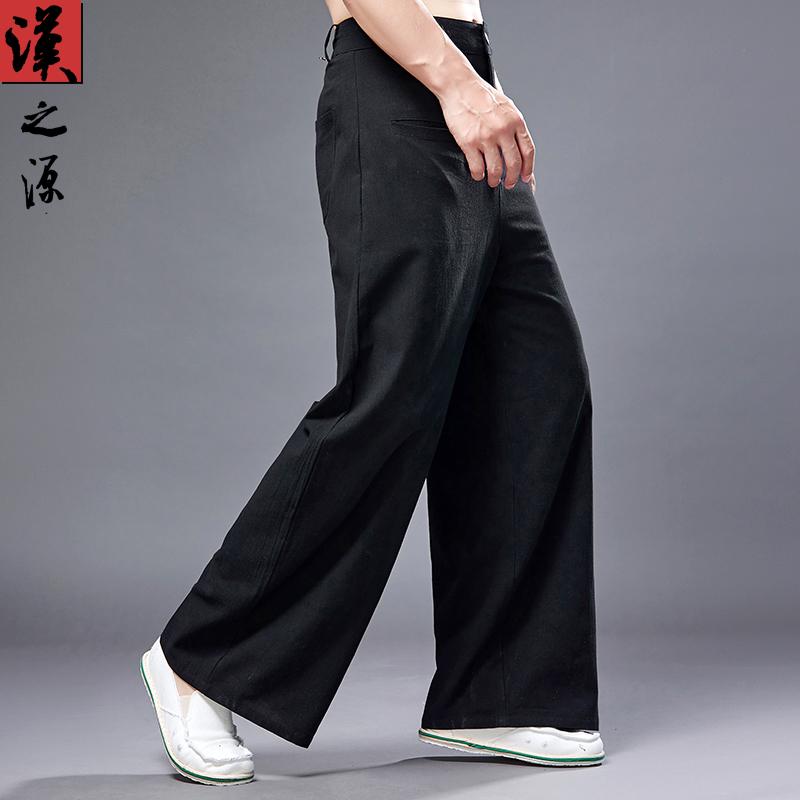 チャイナ風 ワイドレッグパンツ 綿 リネン メンズ ストレート レトロ カジュアル メンズパンツ 無地 綿 リネン ズボン リネンパンツ