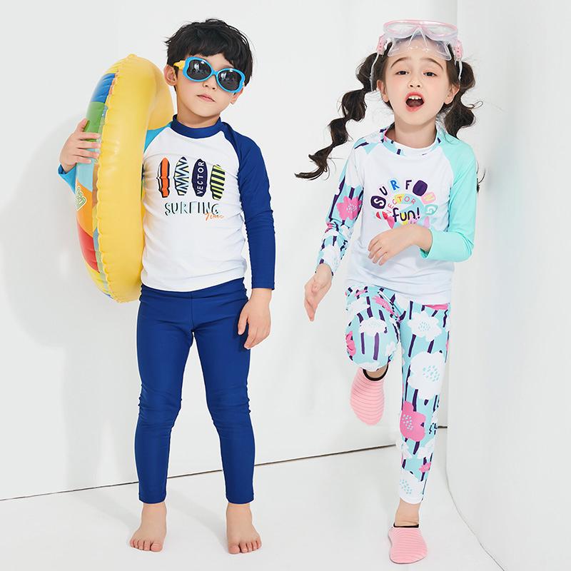 キッズ スイムウエア 水着 ラッシュガード 子供 ウェットスーツ 男の子 女の子 日焼け防止 速乾 長袖 長ズボン シュノーケリング スーツ かわいい