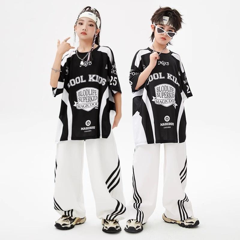 子供服 Sキッズウェア ジュニア ボーイ ガール ジャズ ダンス パフォーマンス 衣装 ストリート ファッション 半袖 セットアップ スポーティー おしゃれ クール かっこいい イベント 4,849円
