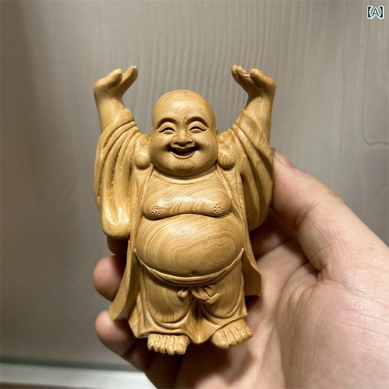 弥勒菩薩 布袋 七福神 木 飾りつけ 仏具 神具 室内装飾 見せびらかす レトロ 小物 工芸 縁起物 刻みつける 菩薩 仏像 釈迦牟尼 瀬戸もの風