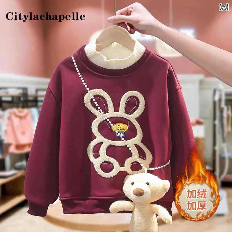 子供服 ガールズ ベルベット スウェットシャツ 秋冬 ハーフ タートルネック 赤 大きい トップス