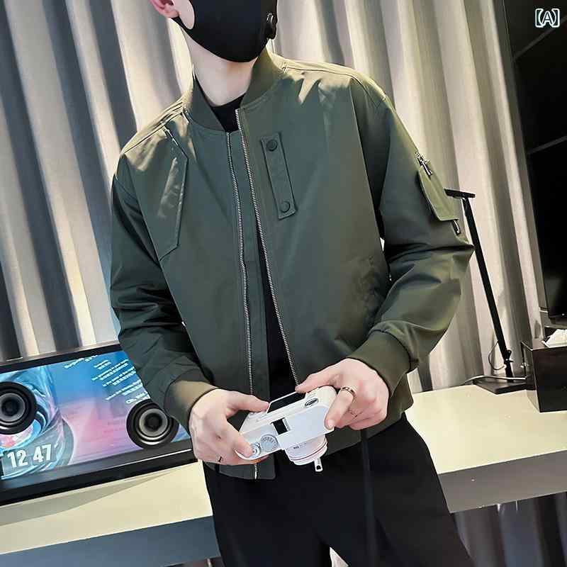 ジャケット スタイリッシュ メンズ ファッション トップス アウター パイロット 春秋 紳士服 作業着 ベースボールカラー メンズ|セキュアデポ