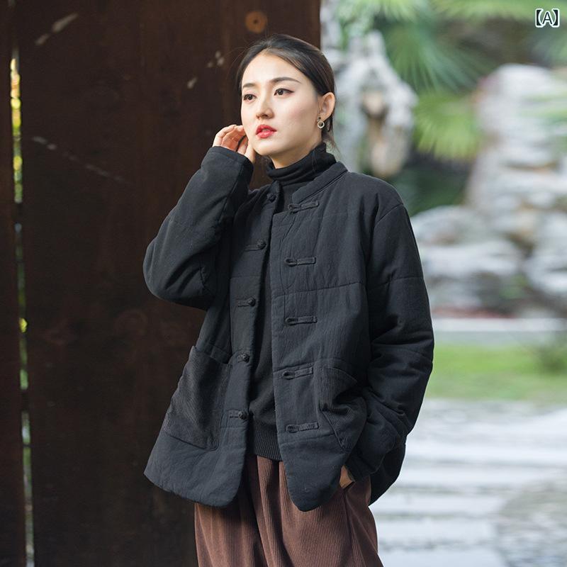 レディース レディース 瞑想 僧服 秋冬 瞑想服 唐装 綿入り ジャケット 仏教 瞑想 カジュアル ジャケット 僧侶 綿入り ジャケット リネン モンク 暖かい｜セキュアデポ