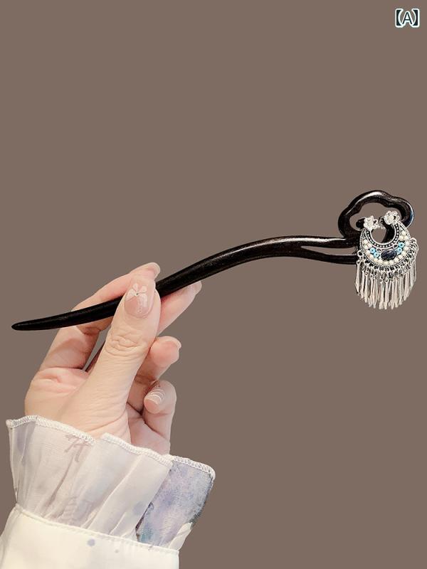 かんざし レトロ モダン 大人式 母の日 ファイバー ムーン フック 三日月 フリンジ ヘアピン レディース アクセサリー チャイナ風 クール 髪飾り 7,933円