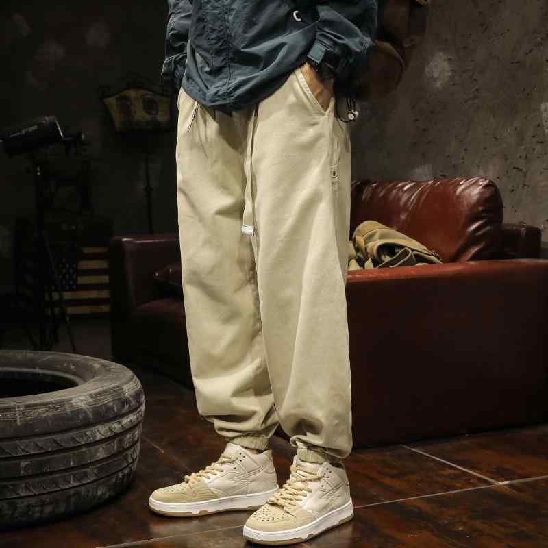 メンズ ロングパンツ 長ズボン アメリカン カジュアル 春秋 九分丈 ワイドレッグ コットン ワーク 作業 レジャー ゆったり ややストレッチ性 綿 ウェストベルト メンズ ダークグレー ベージュ ライトブラウン 大きめサイズ ノーアイロン 幅広 ステッチ