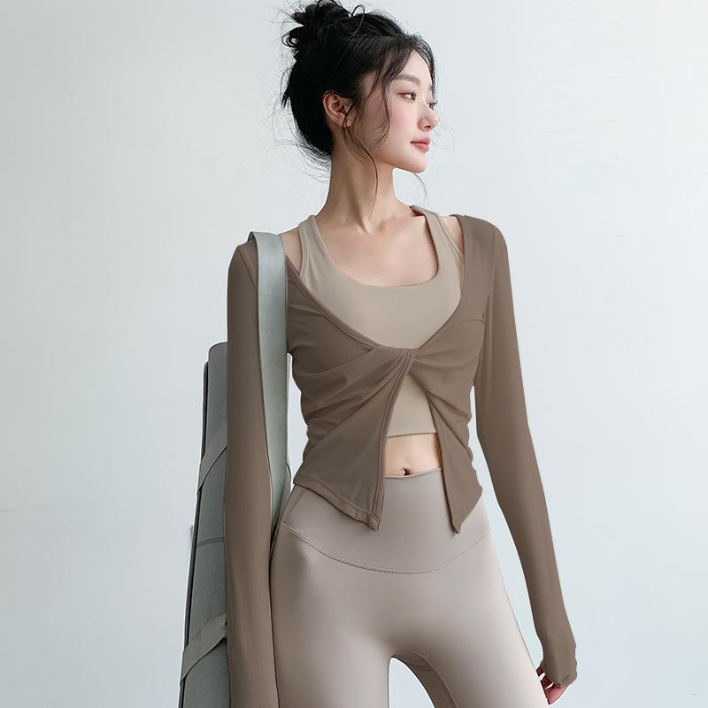 レディース 重量挙げ 仙女 瑜伽 服 トップス 秋冬  運動競技 長袖 駈けっくら 形づくる 耐衝撃 填まるネス 服 仕掛ける アウトドア