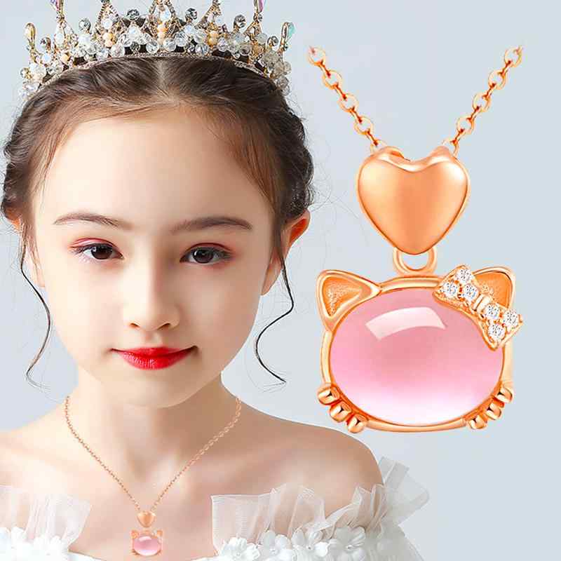 子供 ネックレス 女の子 プリンセス 宝石 装飾 ペンダント ピンク アクセサリー キッズ