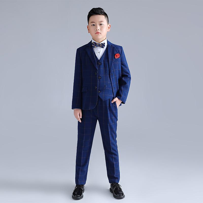 発表会 スーツ キッズ 春秋 子供 スーツ 男の子 韓国 ブルー チェック 大きいサイズ パフォーマンス 写真撮影 パーティー 衣装 エレガント